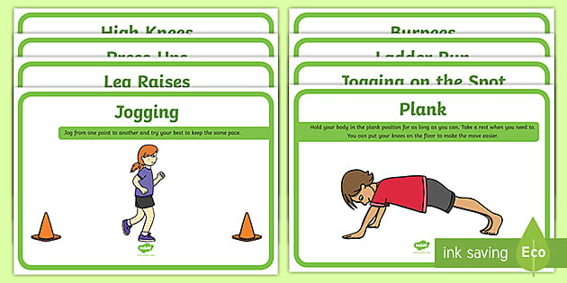 Physical Health Lesson Plan Fitness Station Cards Twinkl