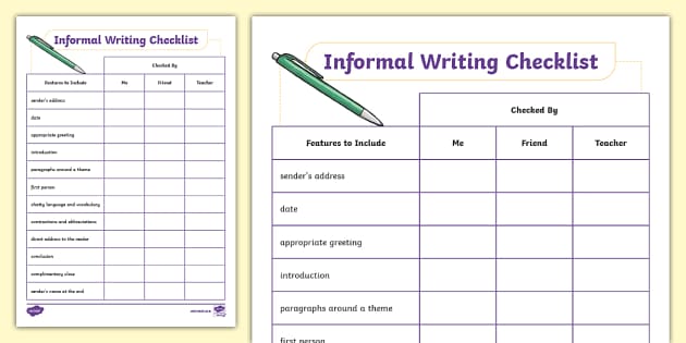 Informal Letter Writing Checklist (teacher made) - Twinkl