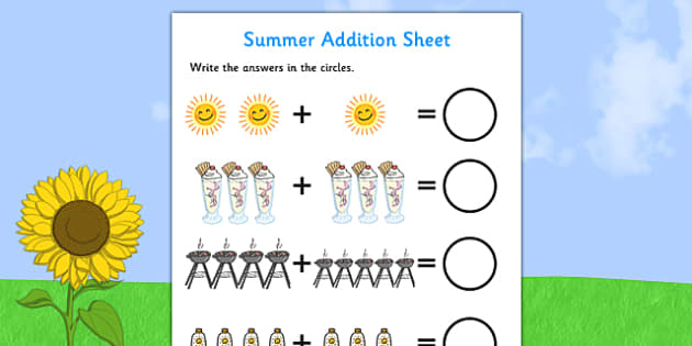 summer addition sheet teacher made
