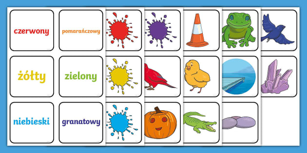 Świat kolorów | Dopasuj kolor do obrazka | Fiszki