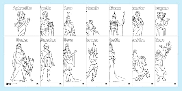 Greek Gods Colouring Pages (teacher made) - Twinkl