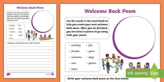 Welcome Back Poem Writing Template (teacher made) - Twinkl