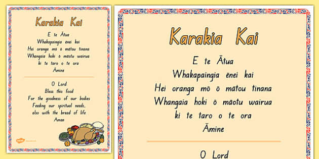 Karakia Kai Display Poster - nz, new zealand, karakia, Te Reo