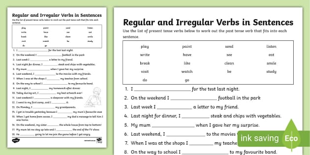 Exercises With Irregular Verbs In Simple Past Tense BEST GAMES 