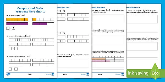 Ordering Mixed Numbers and Fractions Worksheet | Y5 Maths