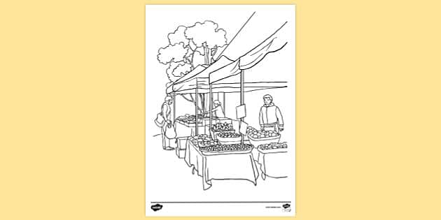market coloring page