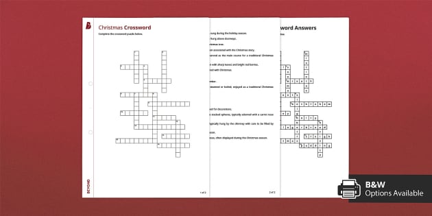 Christmas Crossword Professor Feito Twinkl