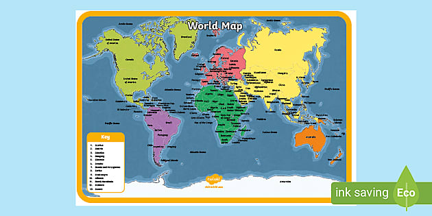 World Map Poster Twinkl Elementary Geography Resources