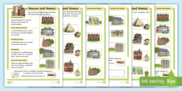 Houses Homes Differentiated Reading Comprehension Activity