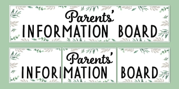 Botanical-Themed Parents' Information Board Display Banner