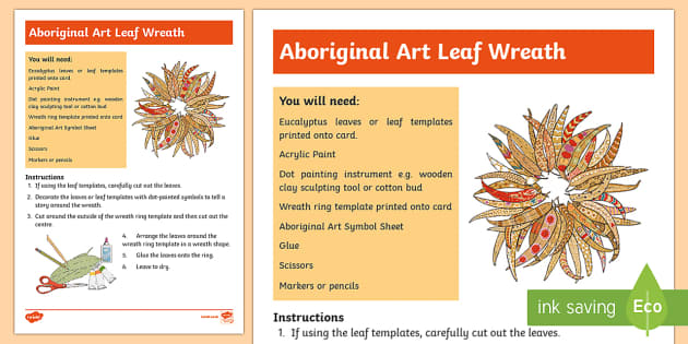 Australian Aboriginal Painted Leaf Wreath Artwork
