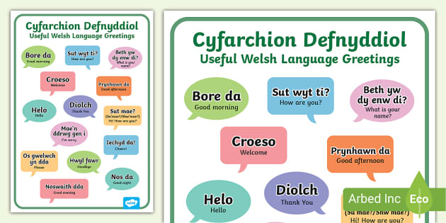 Welsh Greetings Display Poster / Poster Arddangos Cyfarchion