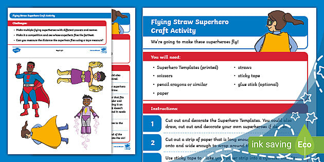 👉 Flying Straw Superhero Craft Activity (teacher made)