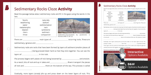 Sedimentary Rocks Cloze Activity (Teacher-Made) - Twinkl