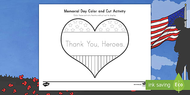 memorial day color and cut activity twinkl usa