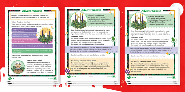 KS1 Advent Wreath Differentiated Reading Comprehension