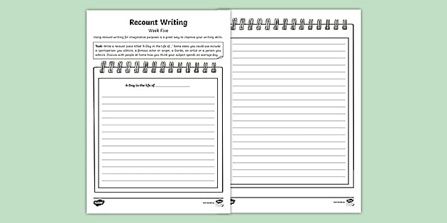 recount writing week one homework worksheet teacher made