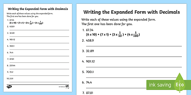 expanded form worksheet math teaching resources twinkl