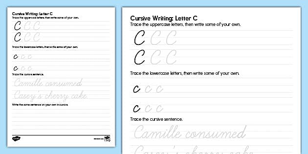 Cursive Letter Writing: Letter C Activity (Teacher-Made)