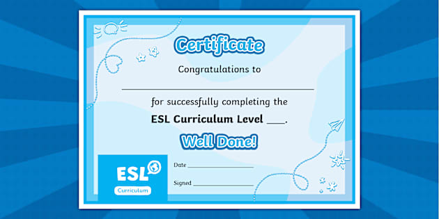 ESL Curriculum Certificate (teacher made) Twinkl ESL Curriculum Certificate (teacher made) Twinkl