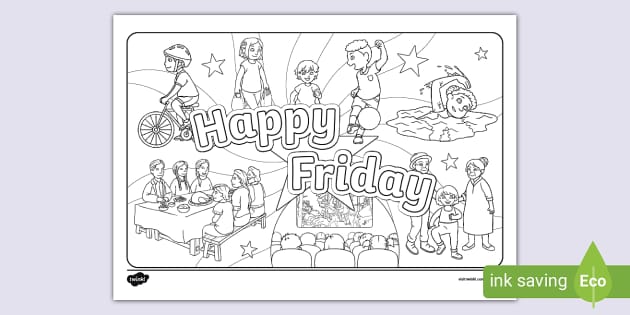 Happy Friday Colouring (teacher made) - Twinkl