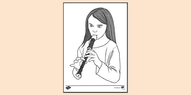 FREE! - Child Playing Recorder Colouring | Colouring Sheets