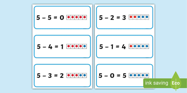 Number Bonds of 5 Subtraction Flashcards (teacher made)