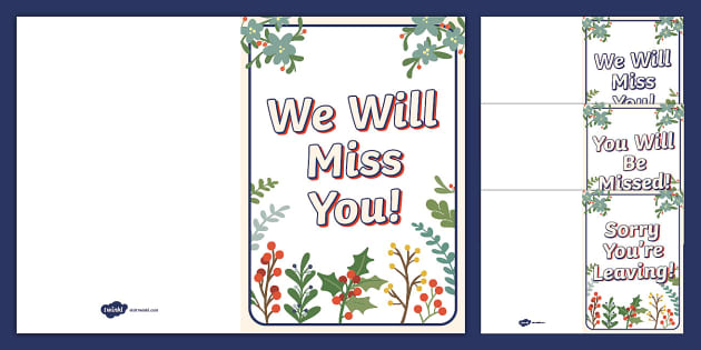 Winter Botanical We Will Miss You Card Template - Twinkl