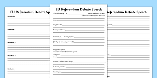 EU Referendum 2016 Debate Writing Differentiated Worksheet / Worksheet Pack