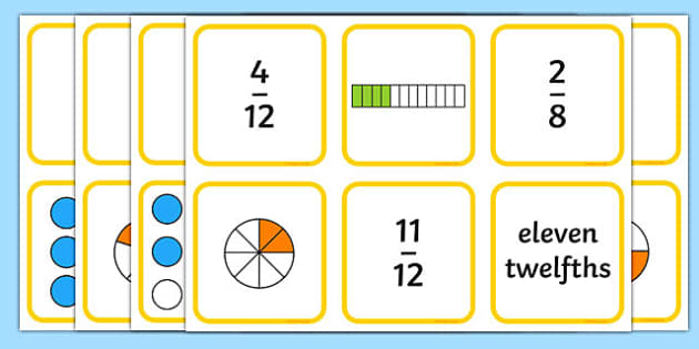 Fraction Matching Game - fractions, fractions game, fractions