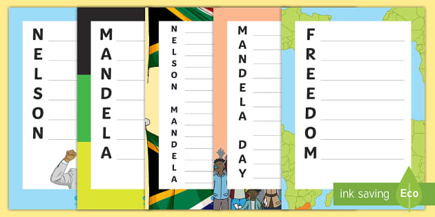 Nelson Mandela Acrostic Poem Writing Frames - Twinkl