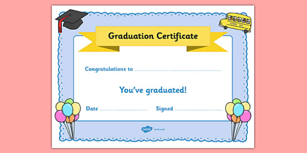 School Graduation Certificate - End of the School Year