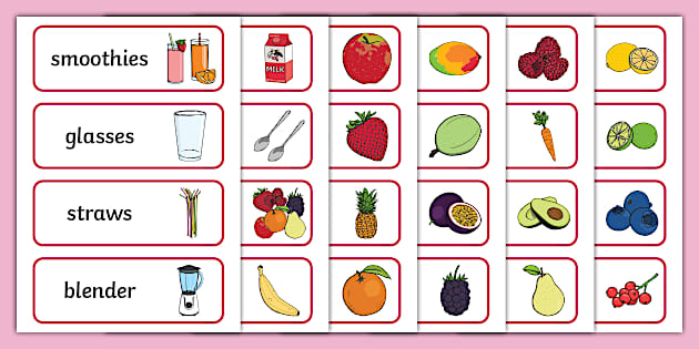 Smoothie Bar Role Play Word Cards (Teacher-Made) - Twinkl