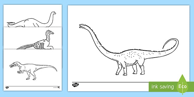 Easy How to Draw Simple Dinosaurs Tutorial and Dinosaur Coloring Page