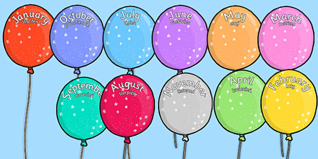 Editable Month Balloons Polish Translation Teacher Made 6350