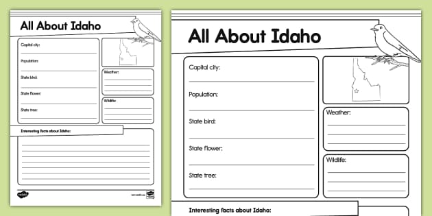 All About Idaho Research Activity For K 2nd Grade Twinkl   All About Idaho Research Activity For K 2nd Grade Us Ss 1691507650 Ver 1 