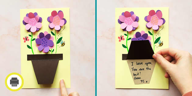 Someone Special Colorful Flower Pot Lovely Verse Mother's Day Handmade New Card
