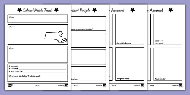Sixth Grade Salem Witch Trials Graphic Organizer Pack