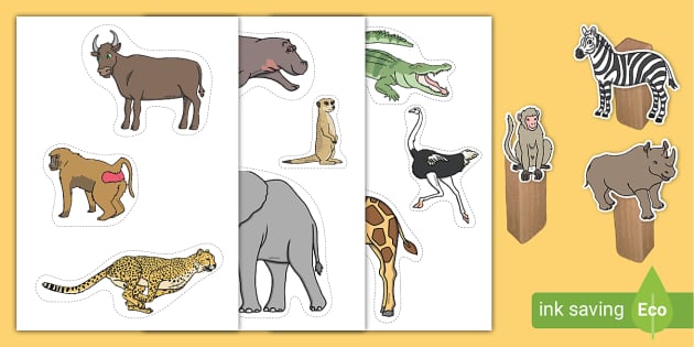 Printable Cut-Out Safari Animals - Small World - Twinkl