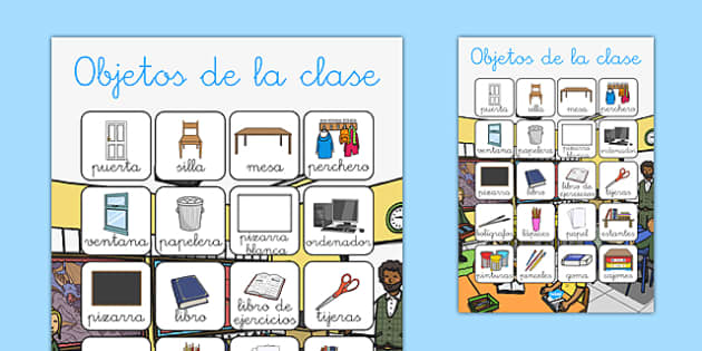 Póster: Vocabulario de objetos de la clase - Twinkl