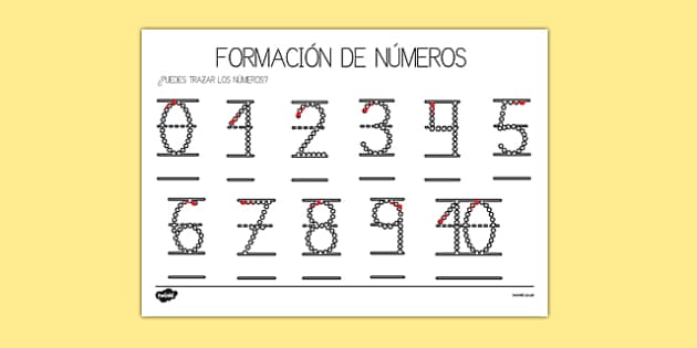 Ficha Formacion De Numeros 0 A 10 Spanish Spanish