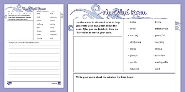 The Wind Poem Writing Template (teacher made) - Twinkl