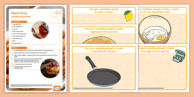 Playdough pack including recipe, sensory card, shopping list, numbers on  pancakes
