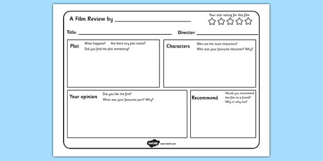 FREE! - Film Review Template | Questions for Movies in the ...