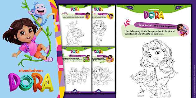 Explore with Dora: Colouring Sheets