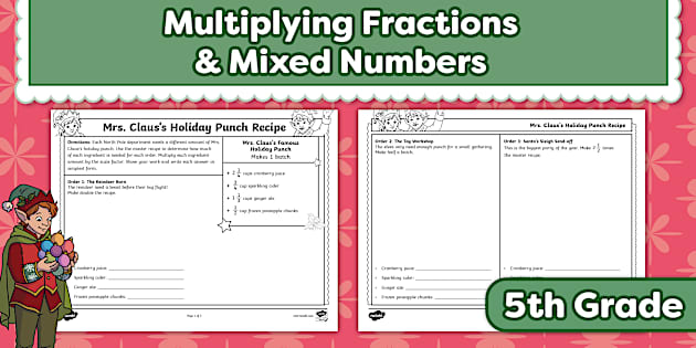 Basic Bahasa Worksheet Fifth Grade Mrs. Claus's Holiday Punch Recipe Scaling Worksheet