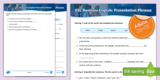 presentation in english activities