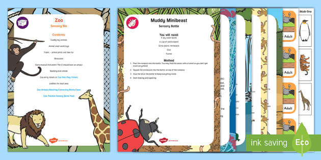 Zoo-Themed Sensory Bin and Resource Pack (teacher made)