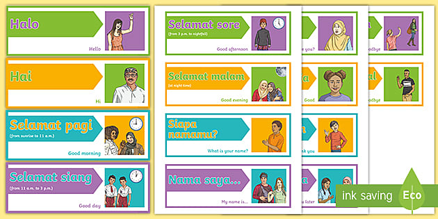 Greetings Word Cards Indonesian Professor Feito Twinkl