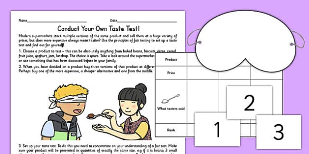Taste Test Worksheet / Worksheet (teacher made) Twinkl